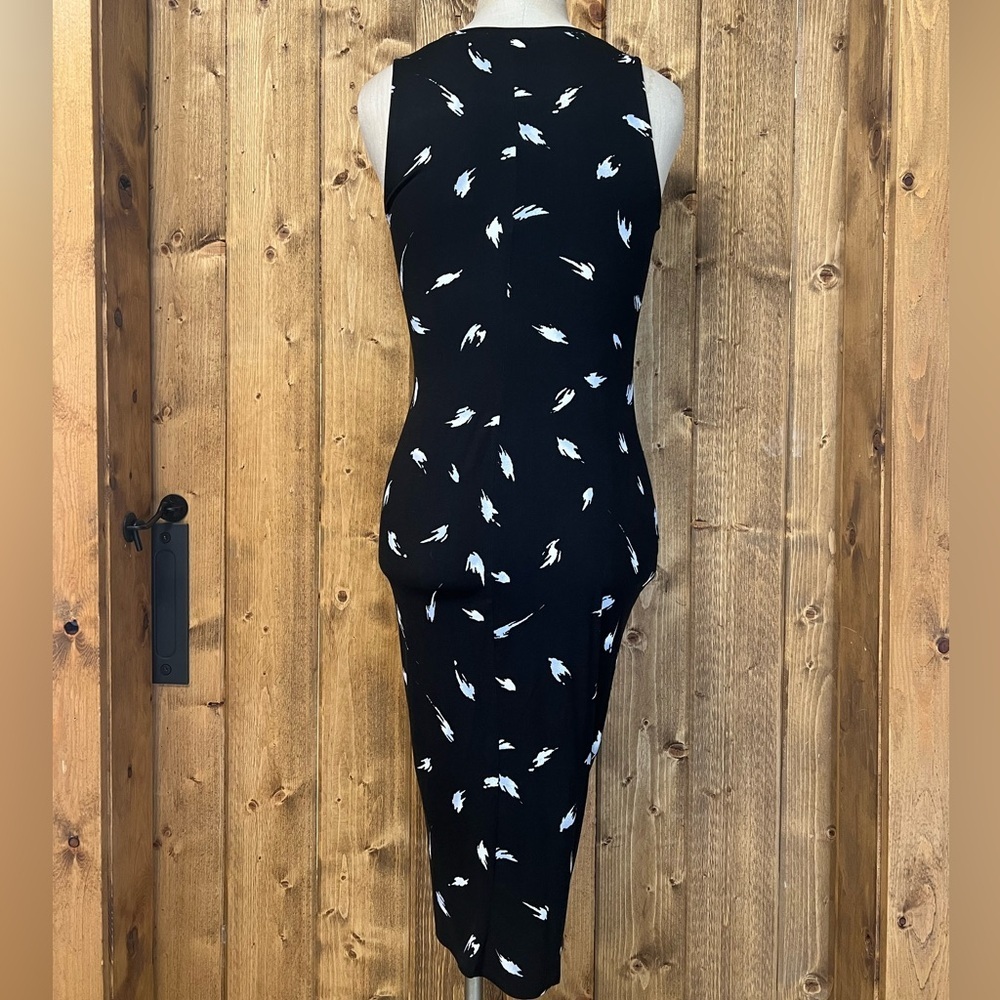 Nine Britton Small Bodycon Sleeveless Faux Wrap Midi Dress Black - Picture 5 of 8